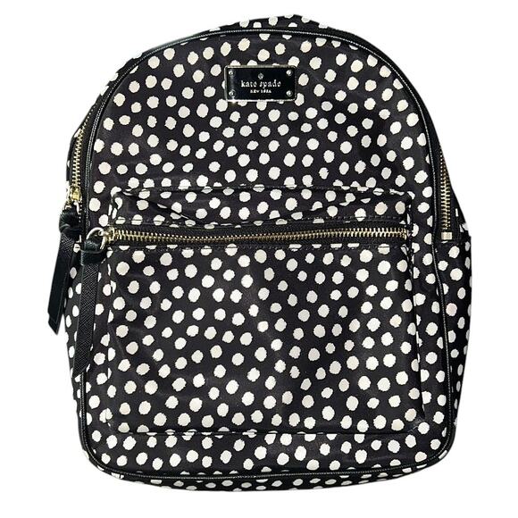 Kate Spade Wilson Road Polka Dot Black & White Nylon Mini Backpack - Picture 1 of 10